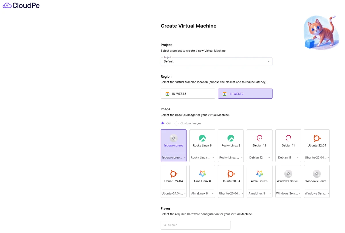 CloudPe VM Creation Interface