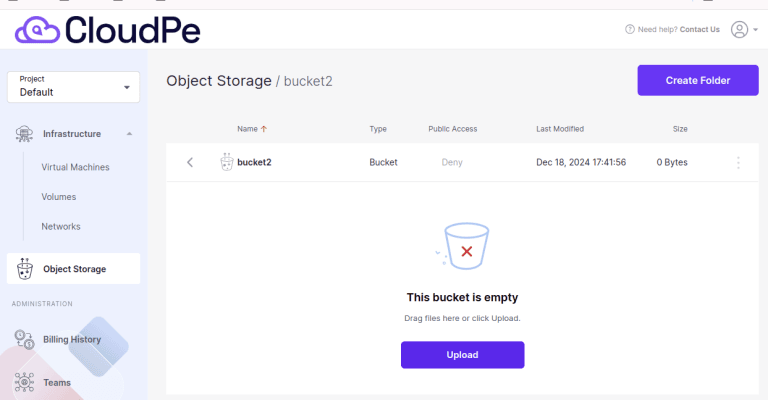Create and manage bucket on object storage | CloudPe Knowledge Base