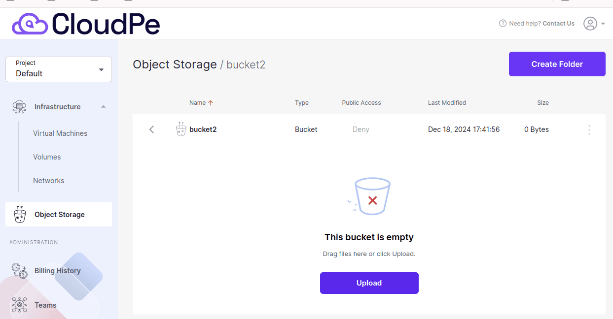 Create and manage bucket on object storage | CloudPe Knowledge Base