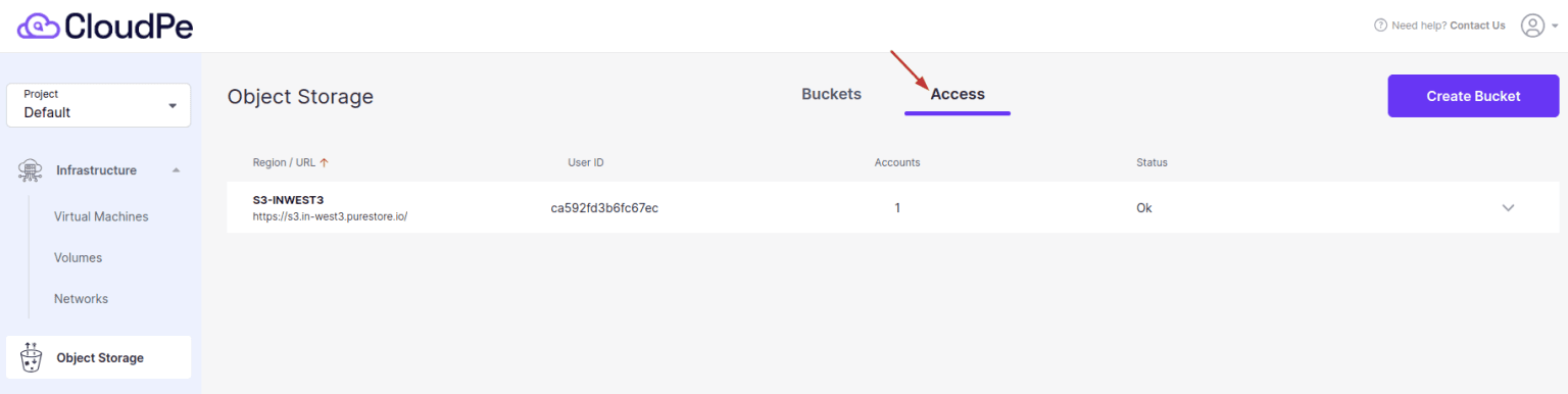 Create and manage bucket on object storage | CloudPe Knowledge Base