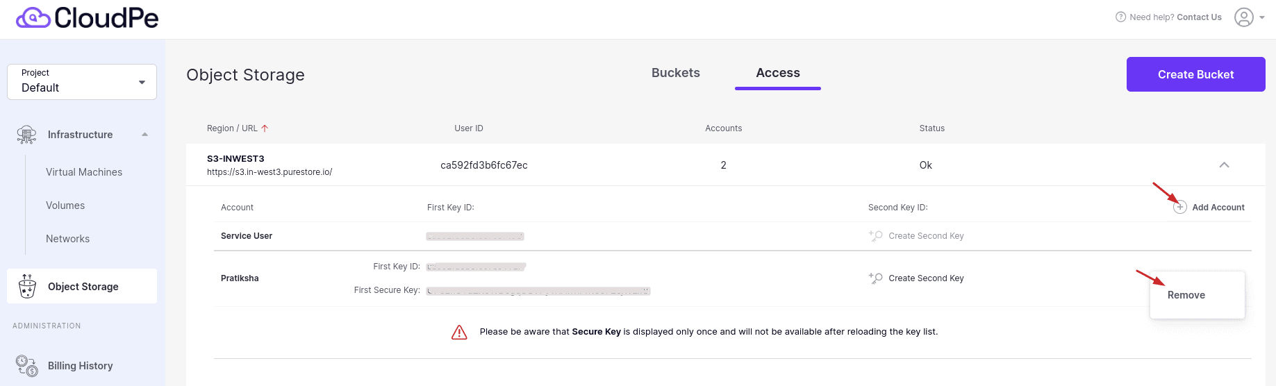 Create and manage bucket on object storage | CloudPe Knowledge Base