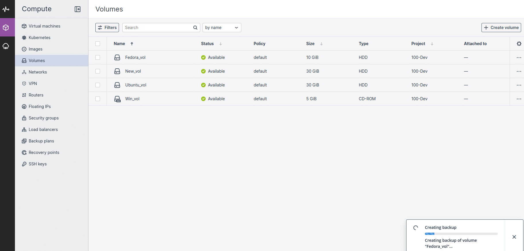 Creating Backup from Volume | CloudPe Knowledge Base