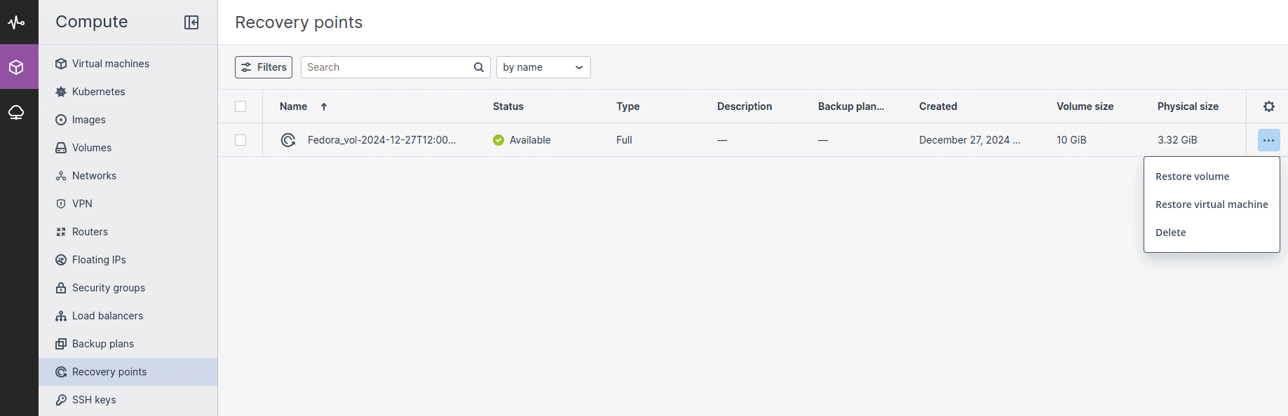 Creating Backup from Volume | CloudPe Knowledge Base