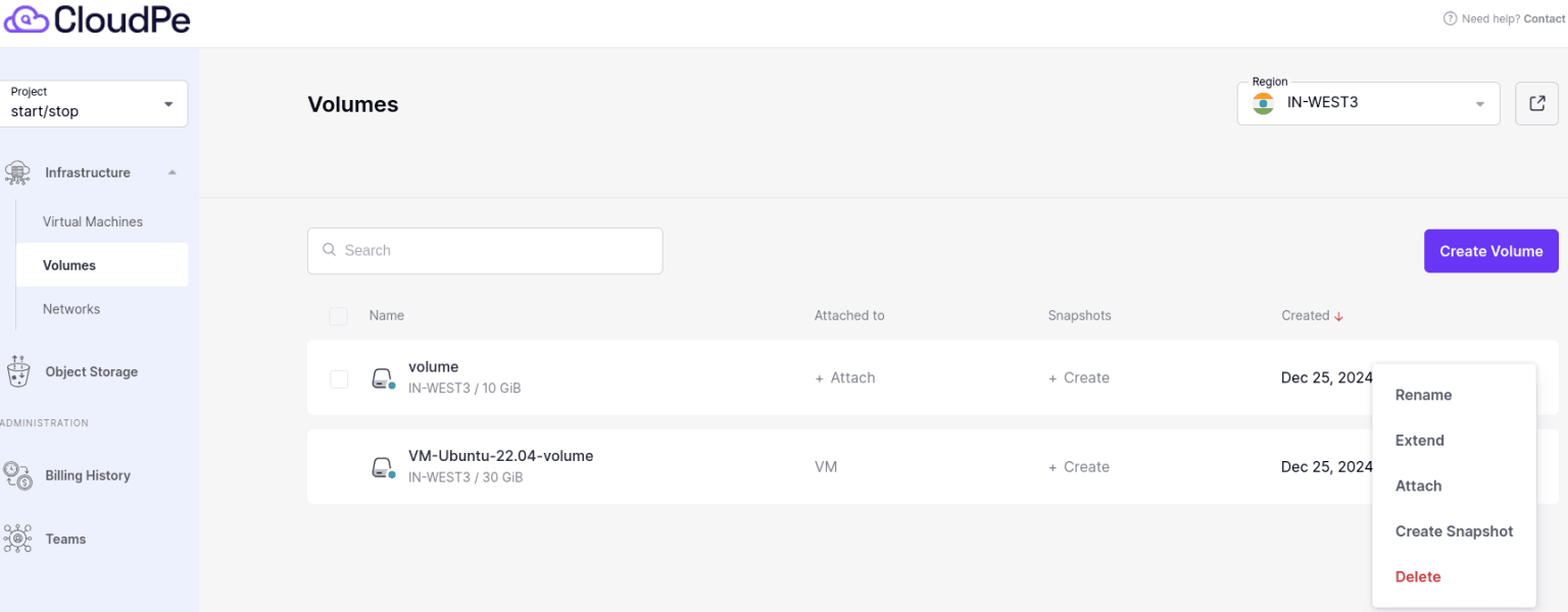 Resizing Volumes | CloudPe Knowledge Base