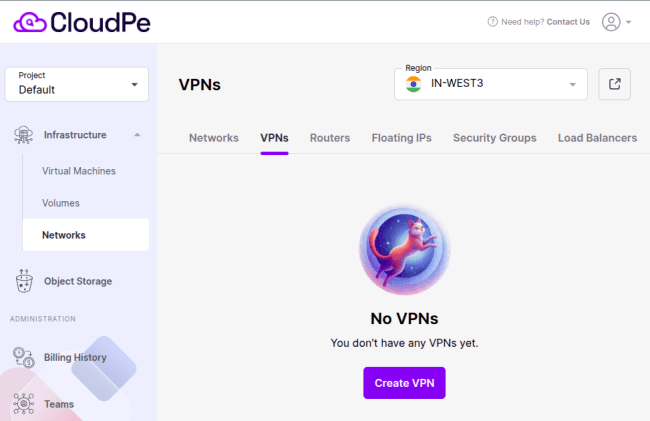 Managing VPN Connections | CloudPe Knowledge Base