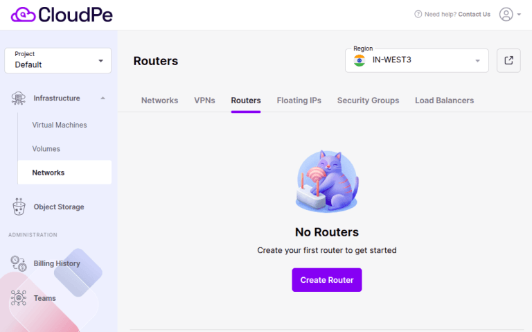 Create Virtual Router | CloudPe Knowledge Base