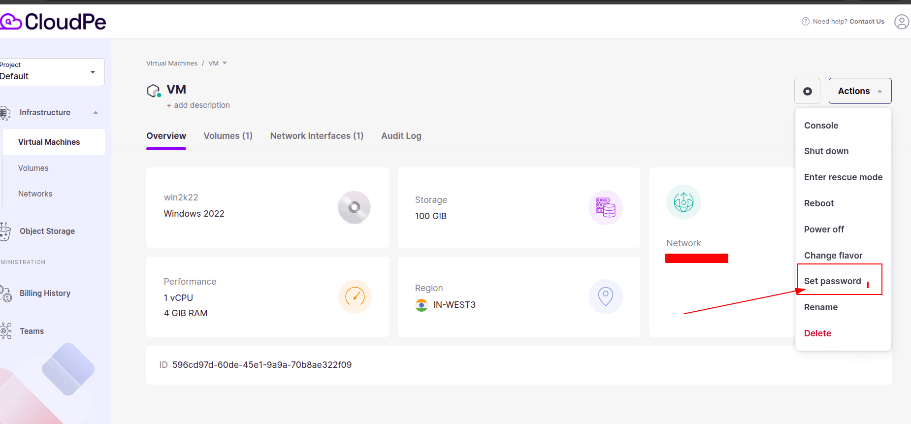 Vm Setting Password How to reset password of windows VM. | CloudPe Knowledge Base